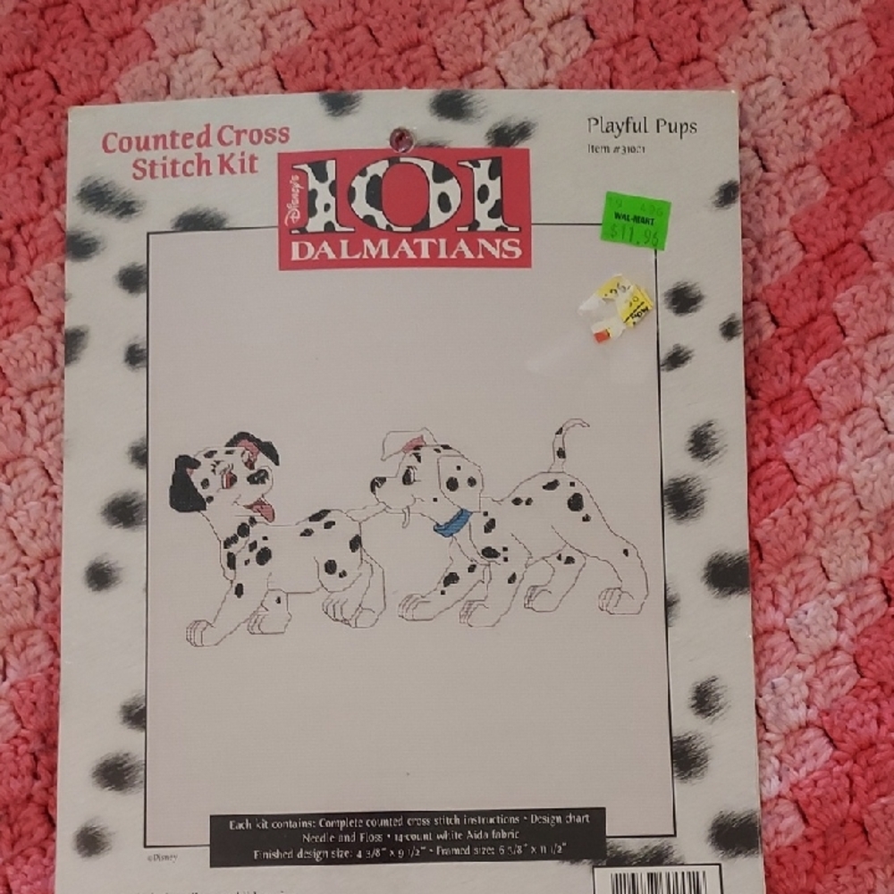 Disney 101 Dalmatians Cross Stitch Kit - Black, White, Pink